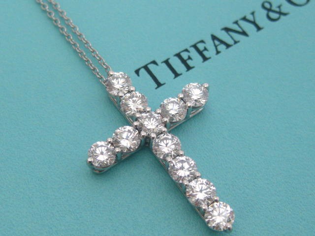 Tiffany And Co Diamond Cross Necklace Platinum Large Model 171 Tcw Ebay 1991