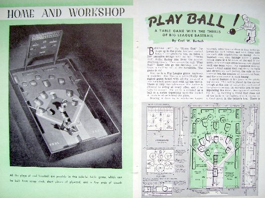 1944 How to Build Baseball Table Top Pinball Game Plans