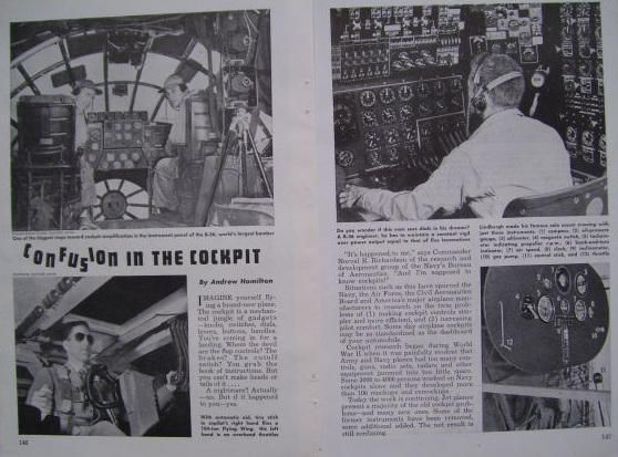 1948 B36 Bomber P 80 Jet Airplane CONTROL PANEL ARTICLE  